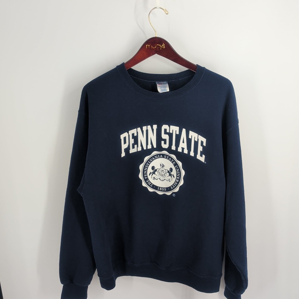 Penn State Nittany Lions Football Jerzees Pullover Sweatshirt‎ Navy Blue Size L